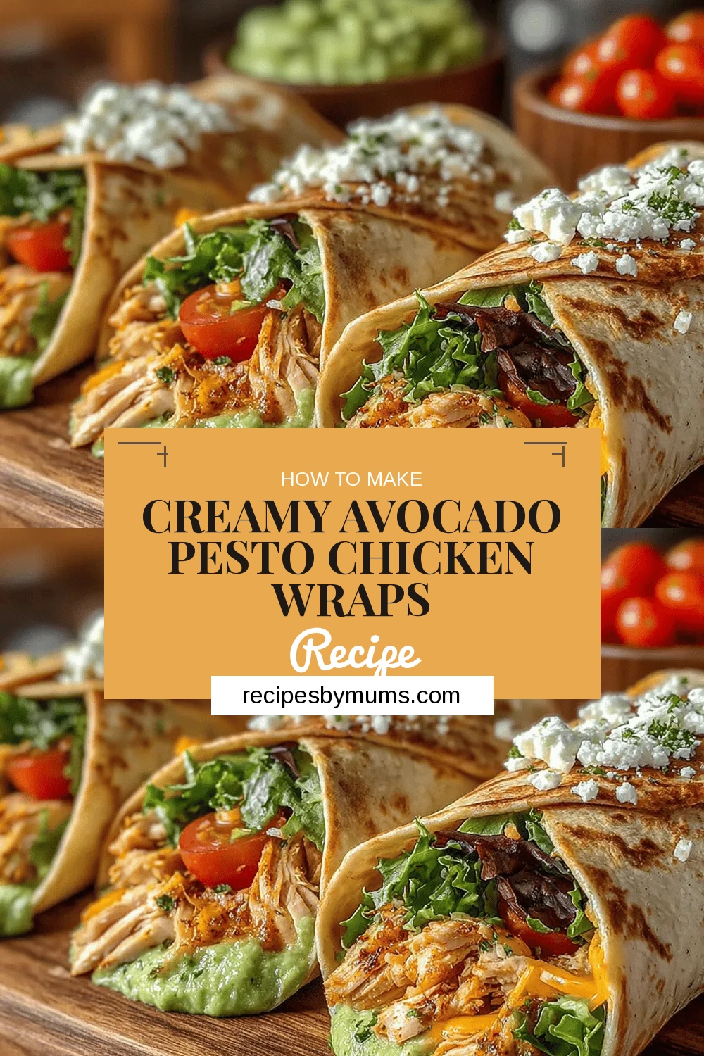 Creamy Avocado Pesto Chicken Wraps