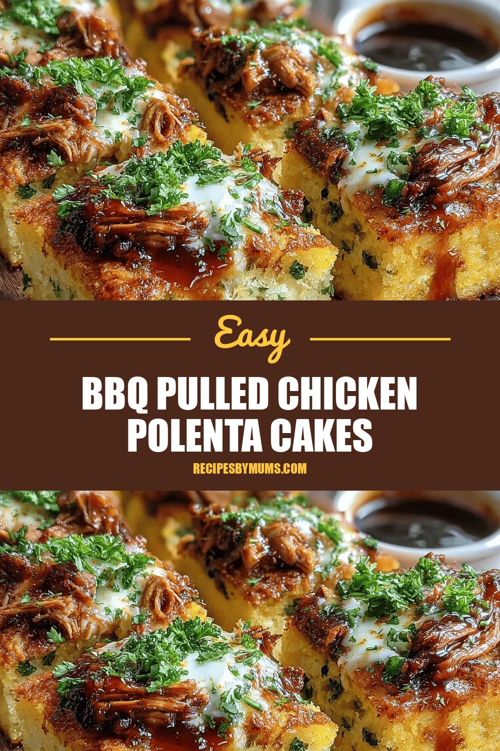 BBQ Pulled Chicken Polenta Cakes