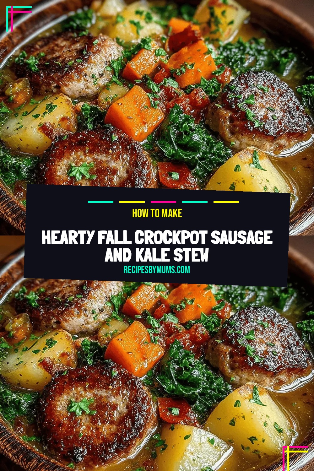 Hearty Fall Crockpot Sausage and Kale Stew
