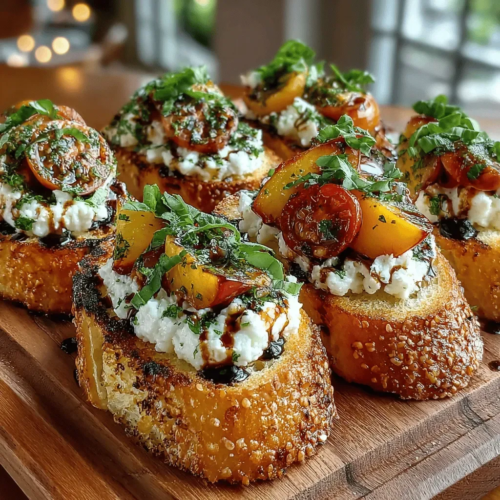 Sweet & Savory Peach & Goat Cheese Crostini