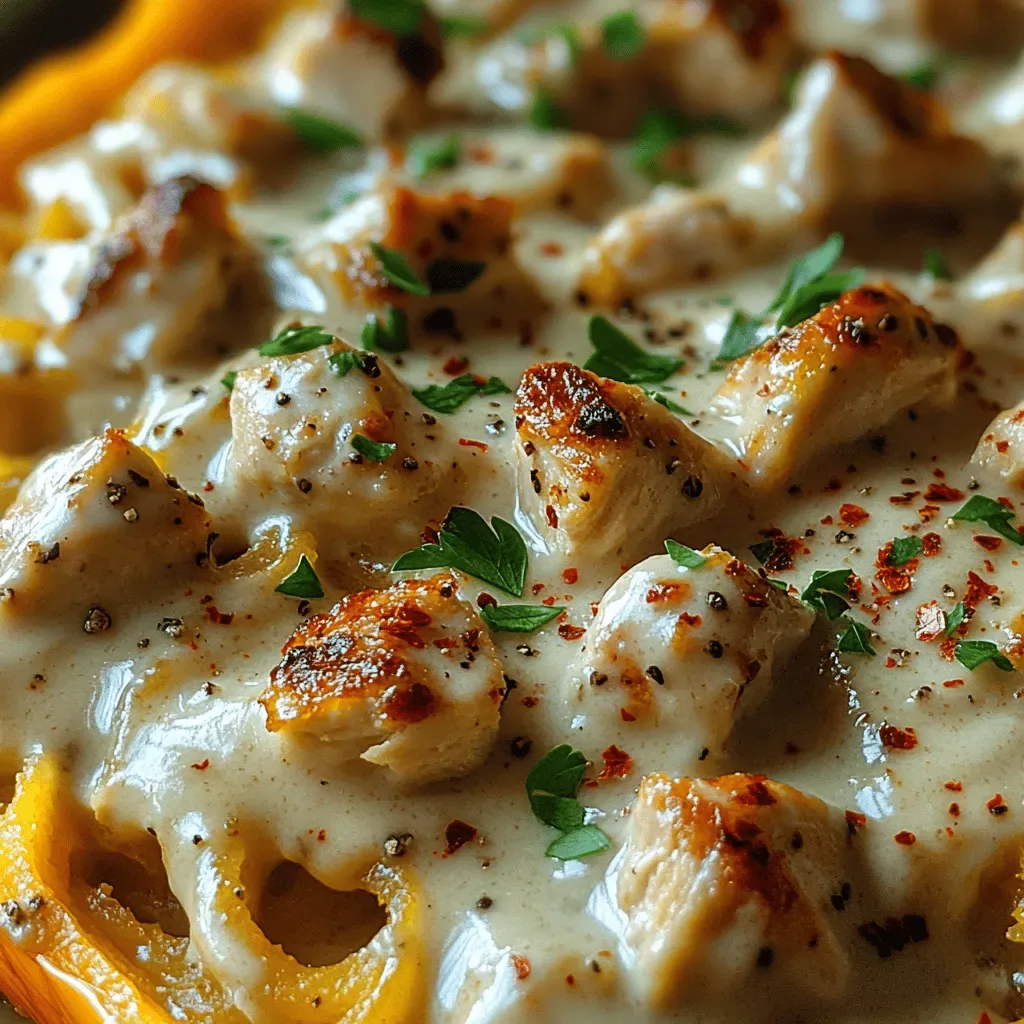 Creamy Dreamy Low-Cal Chicken Alfredo Spaghetti Squash