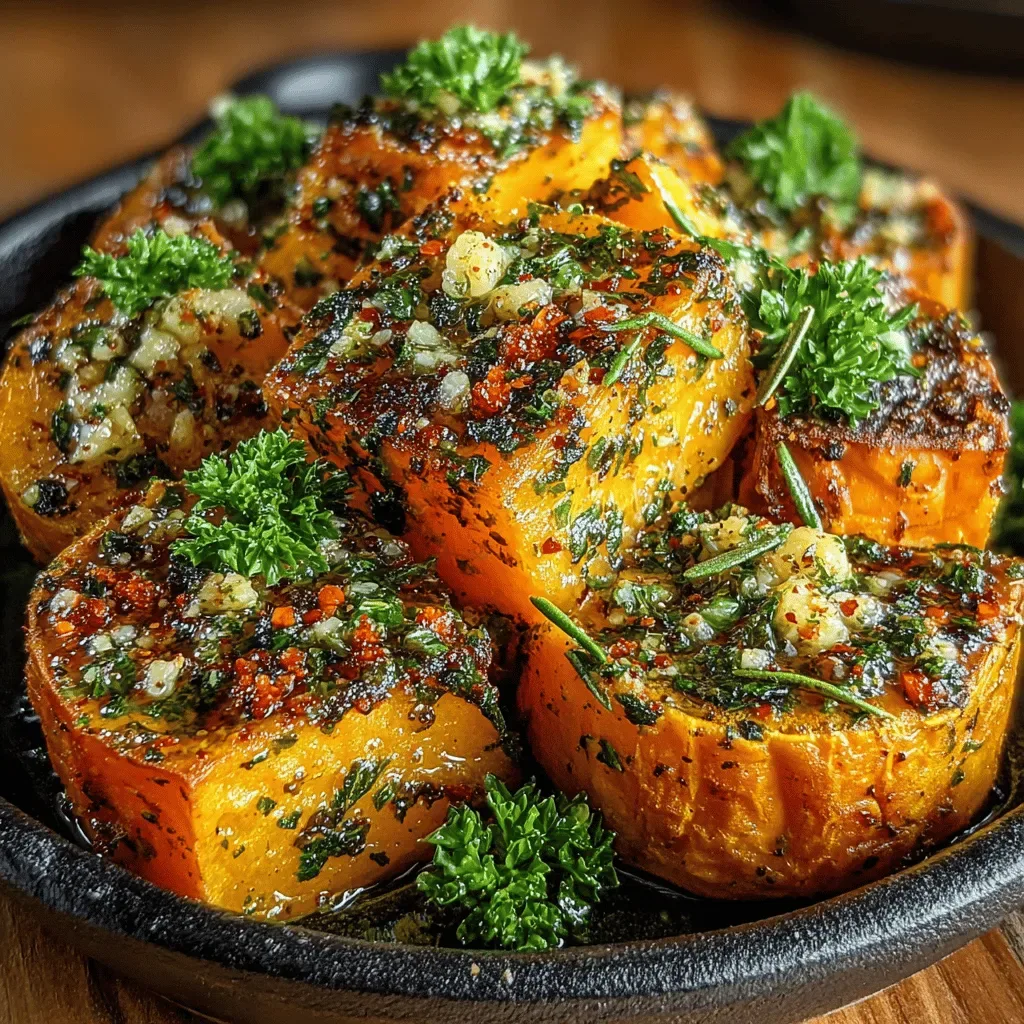 Garlic Herb Roasted Sweet Potatoes