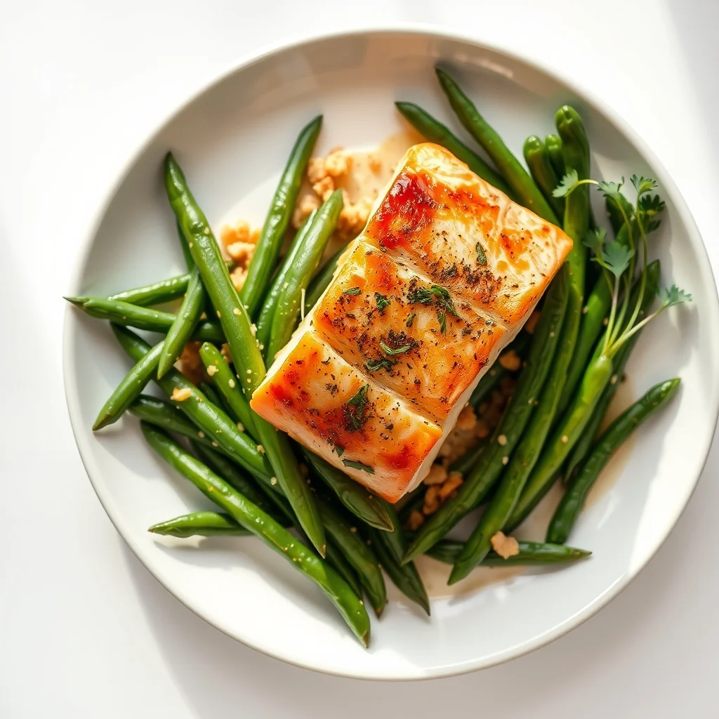 Savory Baked Salmon & Garlicky Green Beans