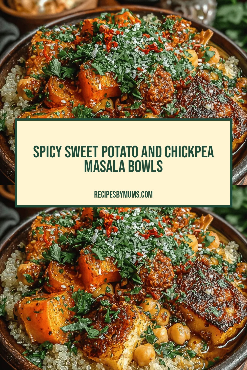 Spicy Sweet Potato and Chickpea Masala Bowls