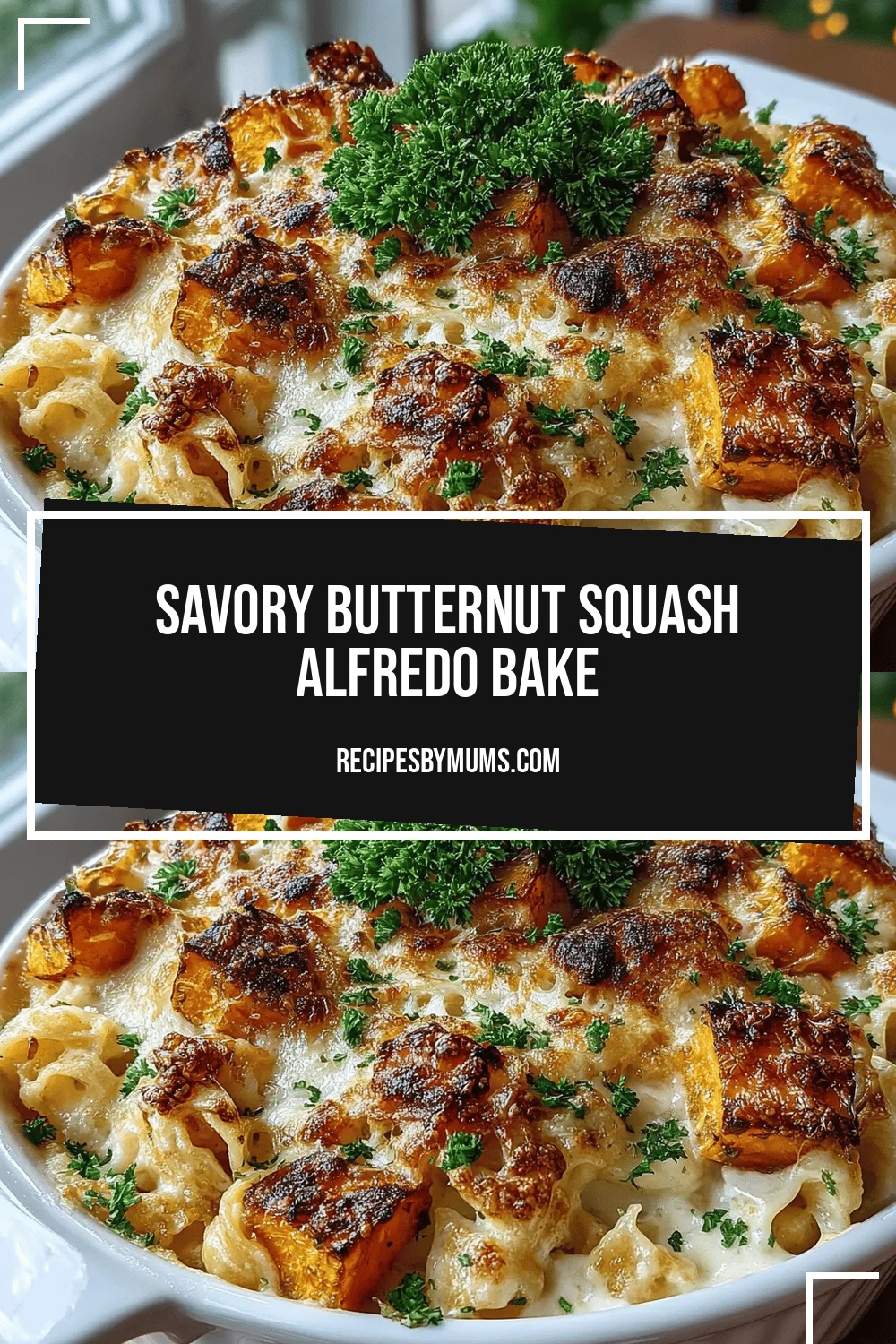 Savory Butternut Squash Alfredo Bake