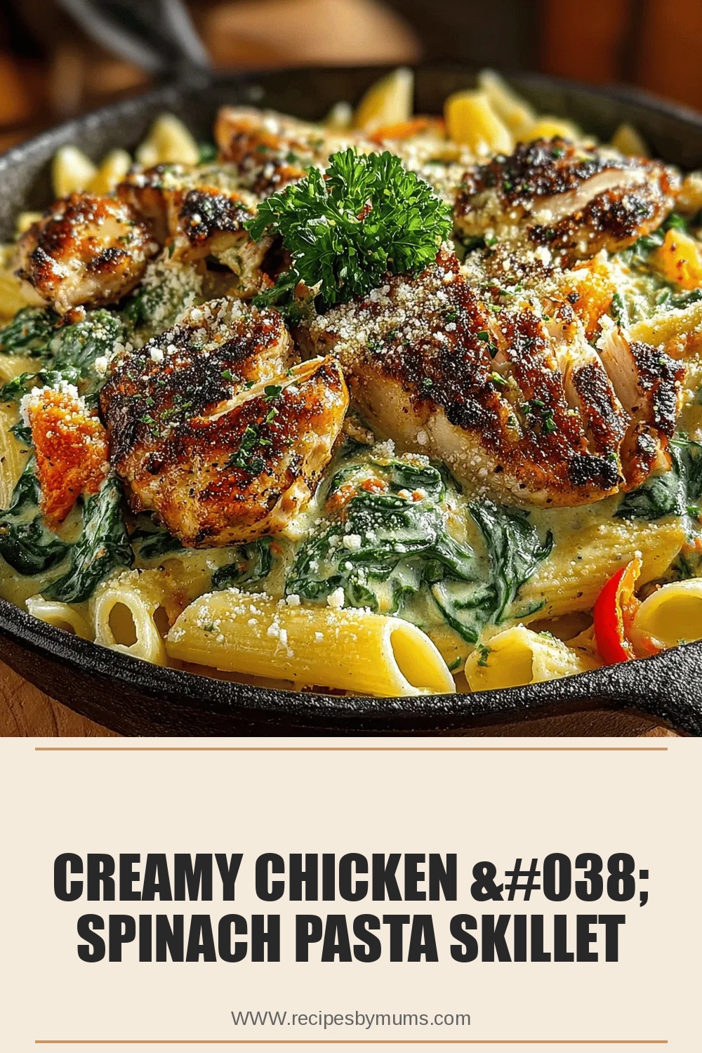 Creamy Chicken & Spinach Pasta Skillet