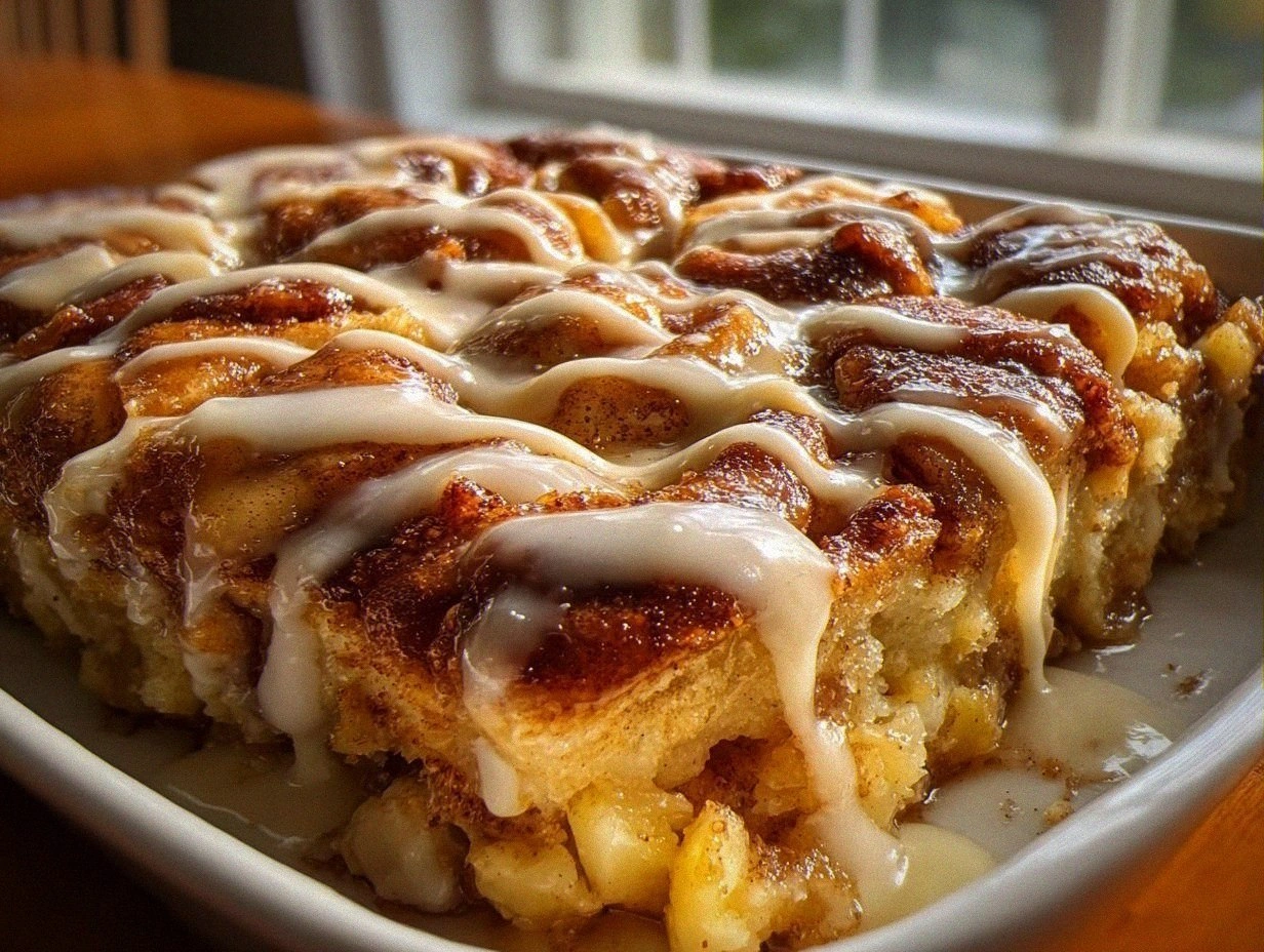 Apple Pie Cinnamon Roll Casserole Delight