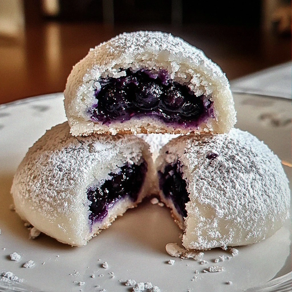 Blueberry-Filled Almond Snowball Cookies