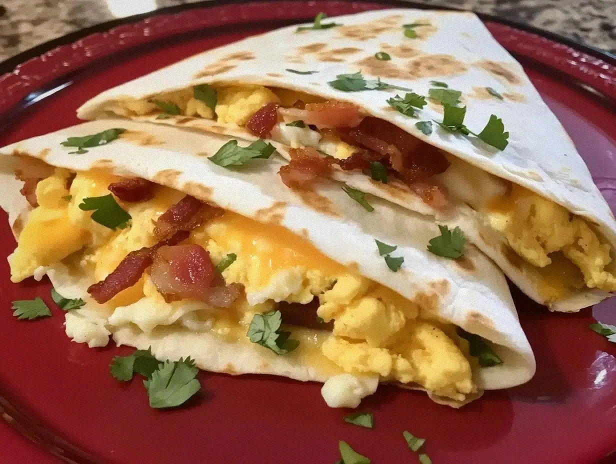 Cheesy Bacon & Egg Breakfast Quesadilla Explosion