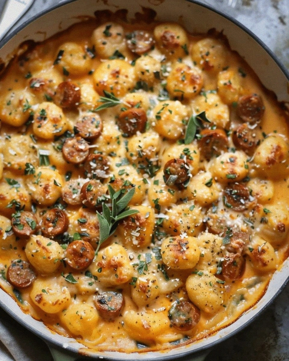 Creamy Butternut Squash Gnocchi with Sausage and Herbs