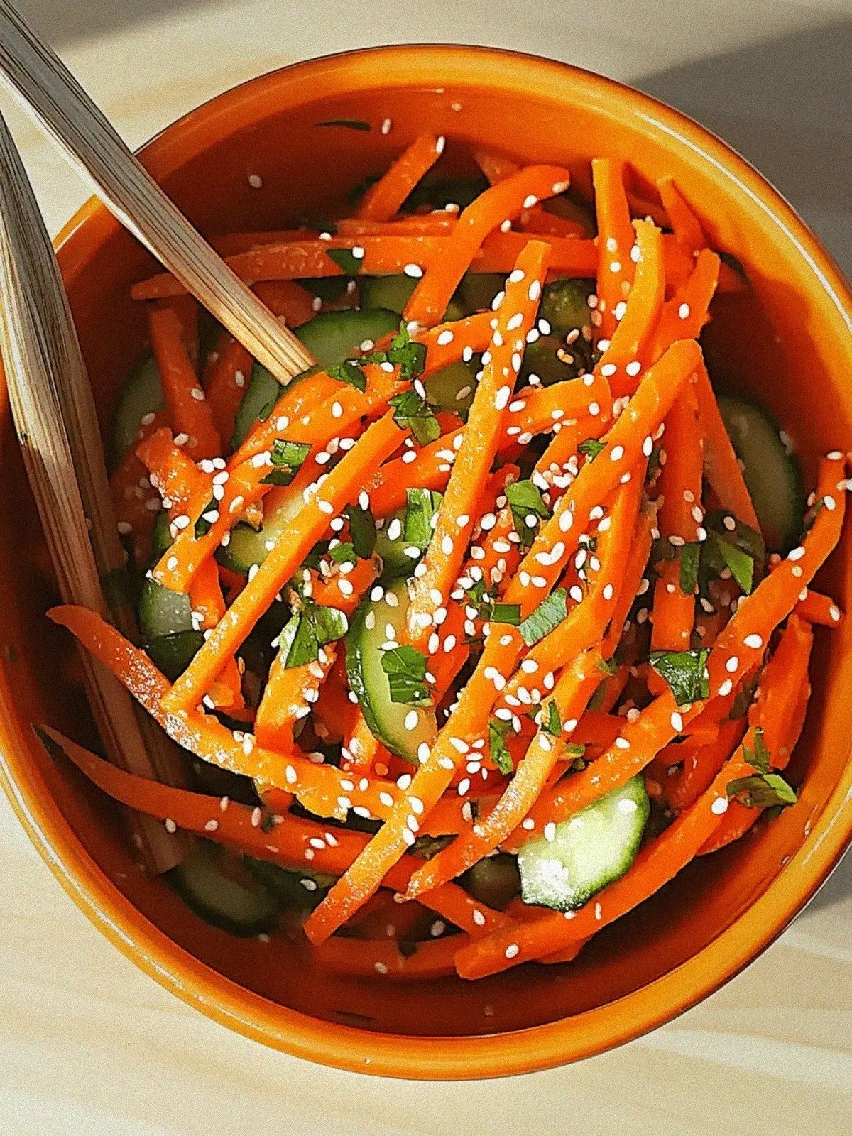 Crunchy Cucumber Carrot Salad with Zesty Ginger Dressing