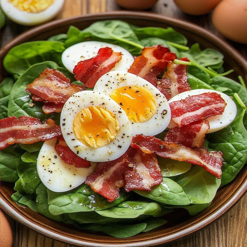 Delicious Spinach Salad with Bacon and Eggs Recipe