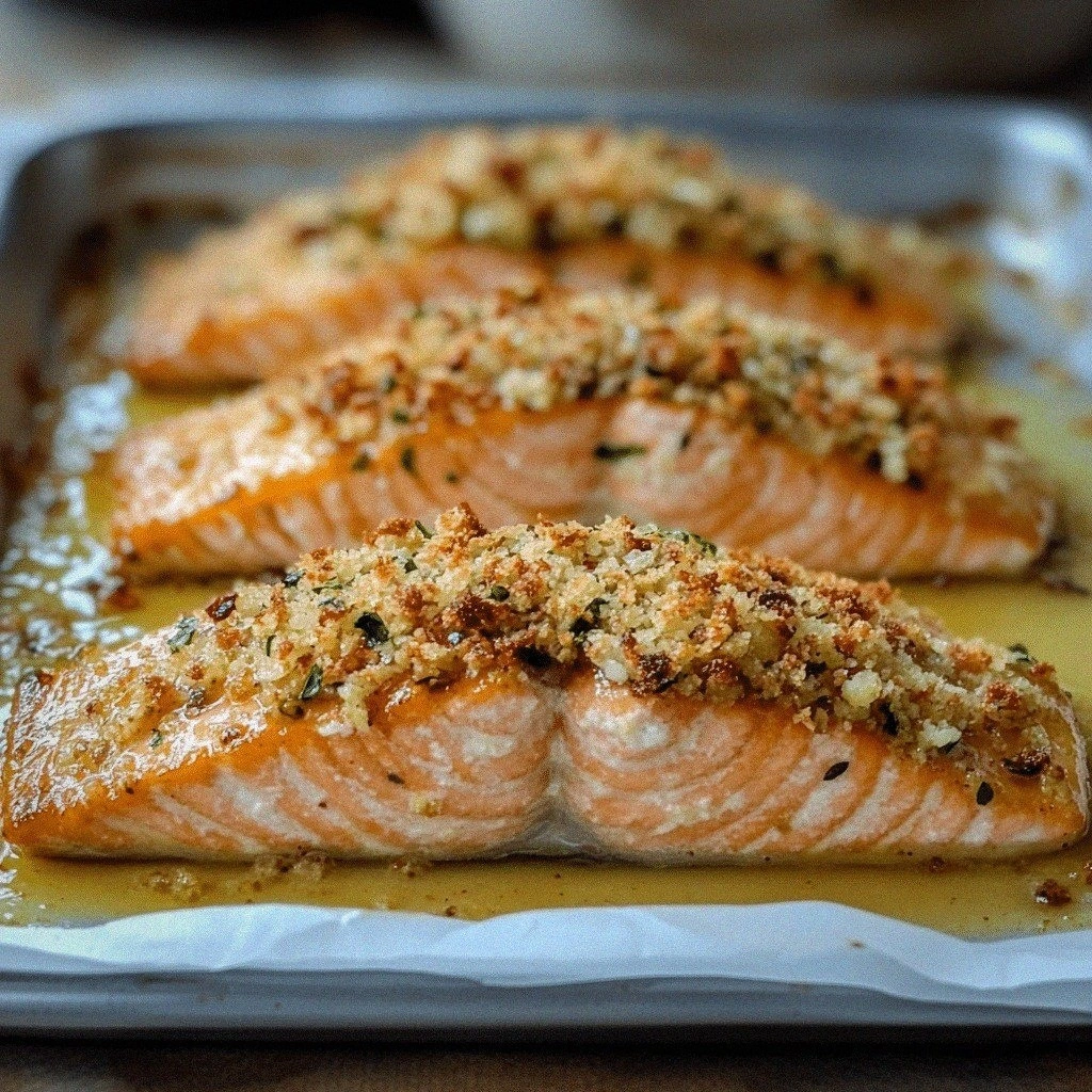 Easy Honey Mustard Salmon with Panko Crust Recipe