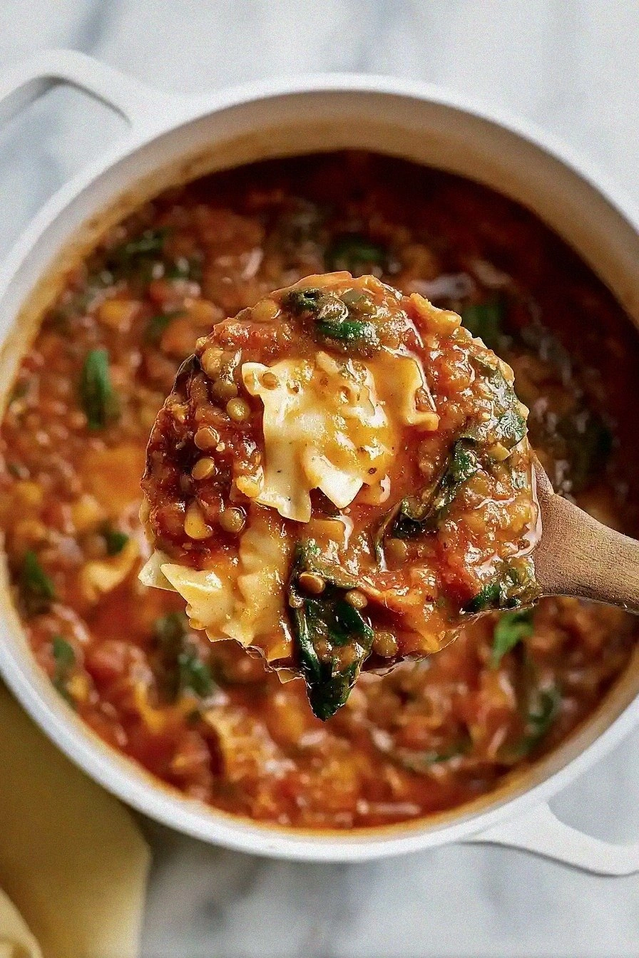 Easy Lentil Lasagna Soup