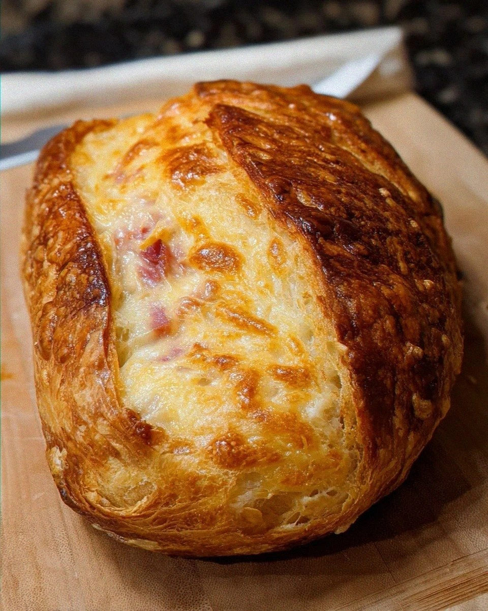 Ham and Cheese Sourdough Croissant Loaf