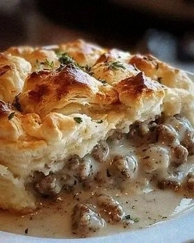 Sausage, Gravy, and Biscuit Pie: A Comforting Delight!