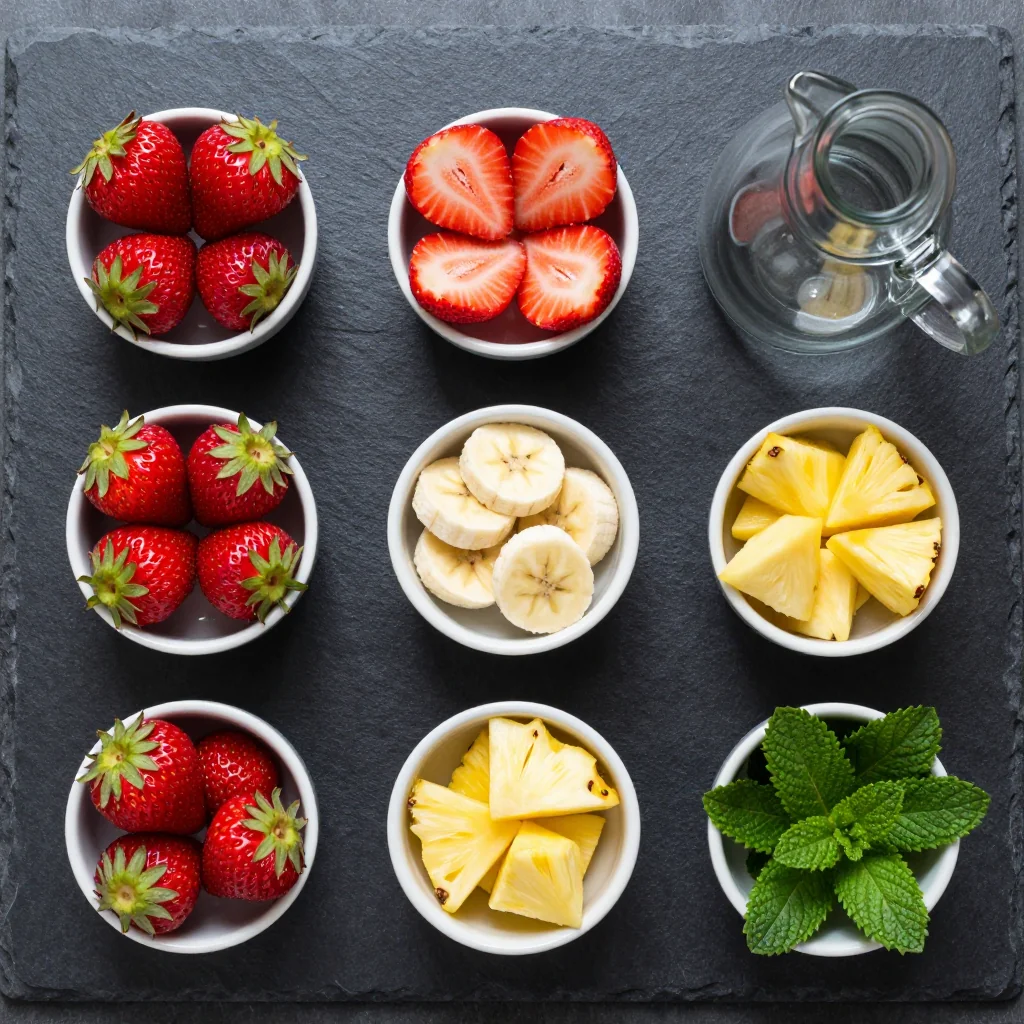 Clean Eating Strawberry Banana Pineapple Detox Water ingredients