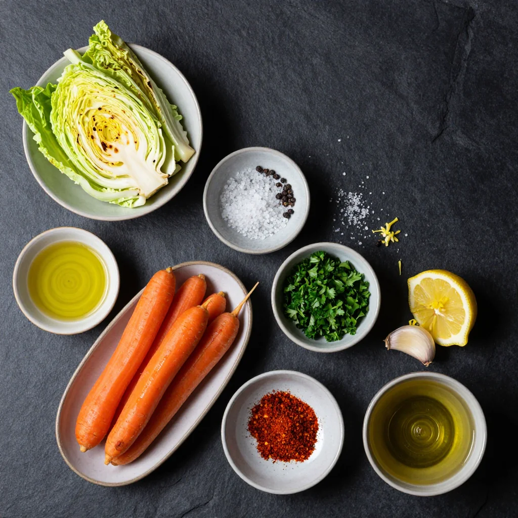 Ingredients for detoxfriendly lemon roasted cabbage and carrots for fresh starts