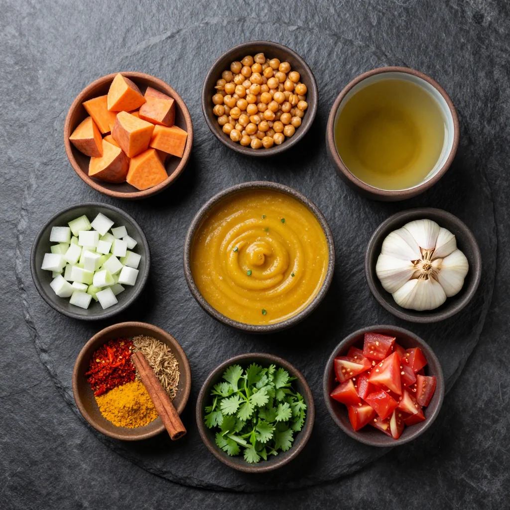 Ingredients for Moroccan Sweet Potato Chickpea Soup