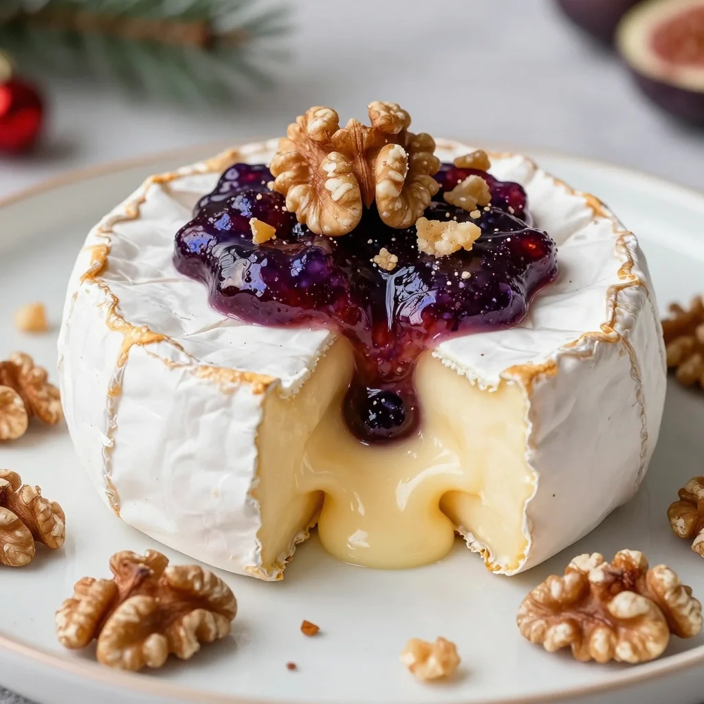 baked brie with fig jam and toasted walnuts for elegant holiday appetizers