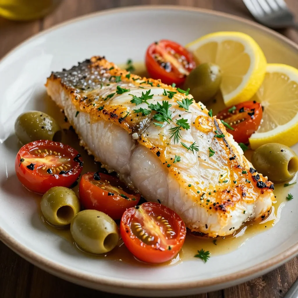 Baked Lemon Herb Cod with Tomatoes and Olives