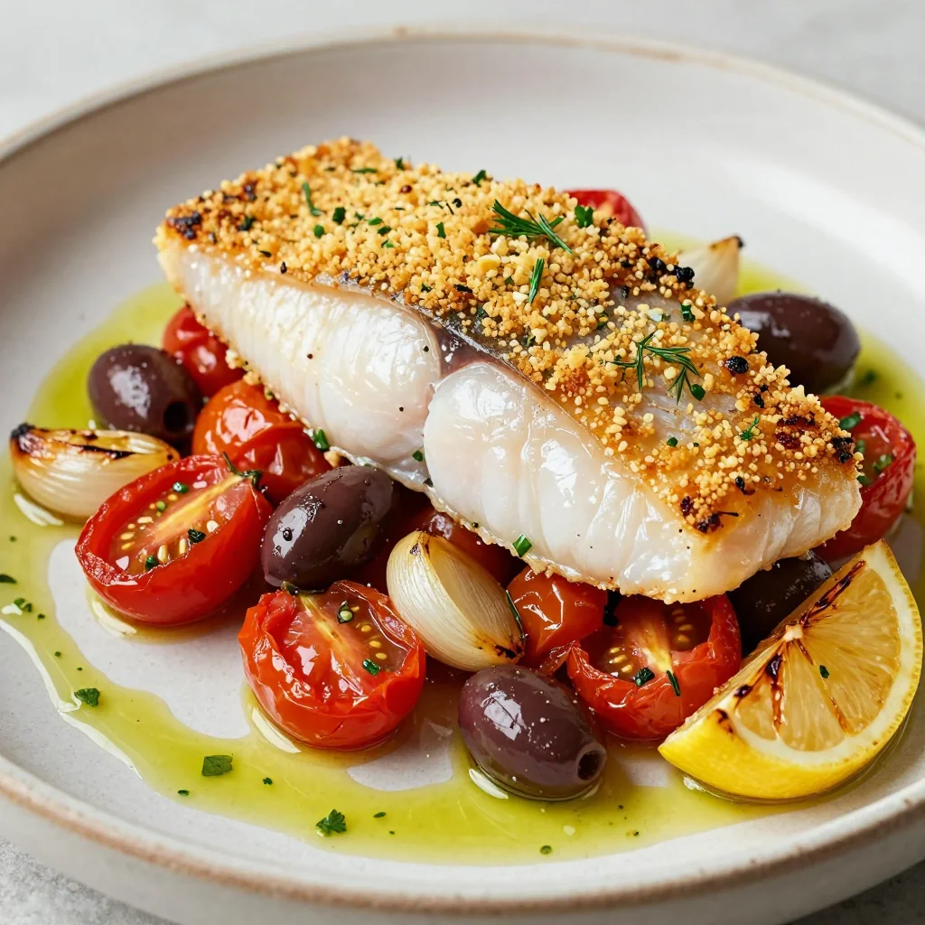 Baked Lemon Herb Cod with Tomatoes and Olives