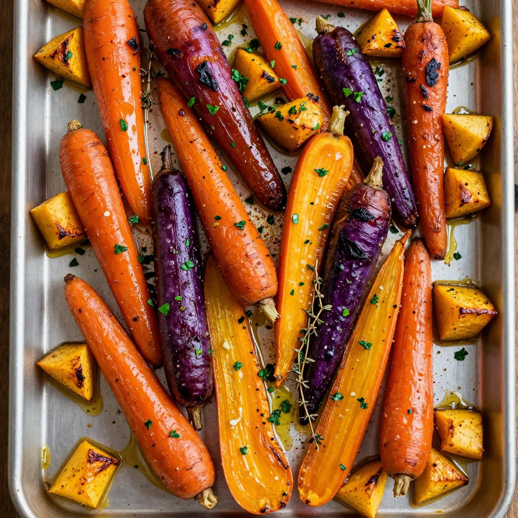 batch cooking friendly garlic roasted carrots and winter squash