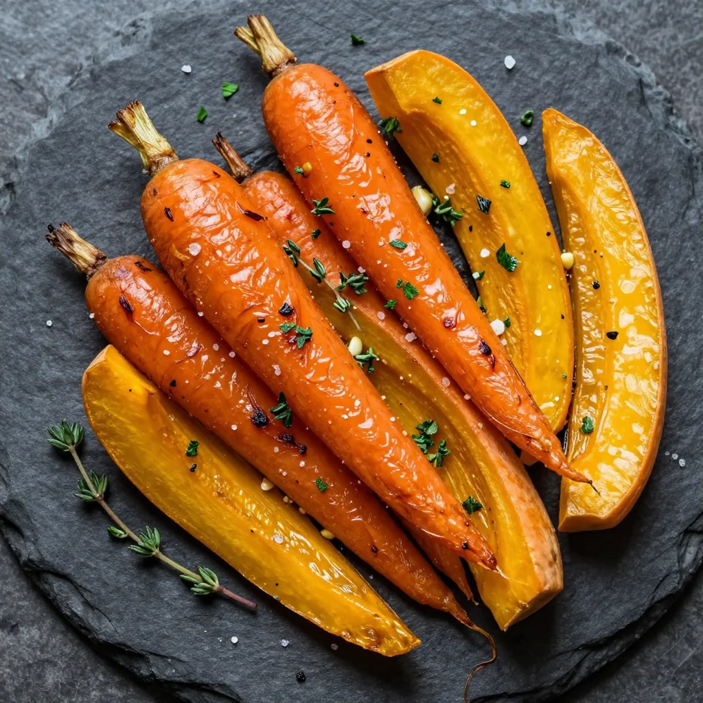 batch cooking friendly garlic roasted carrots and winter squash