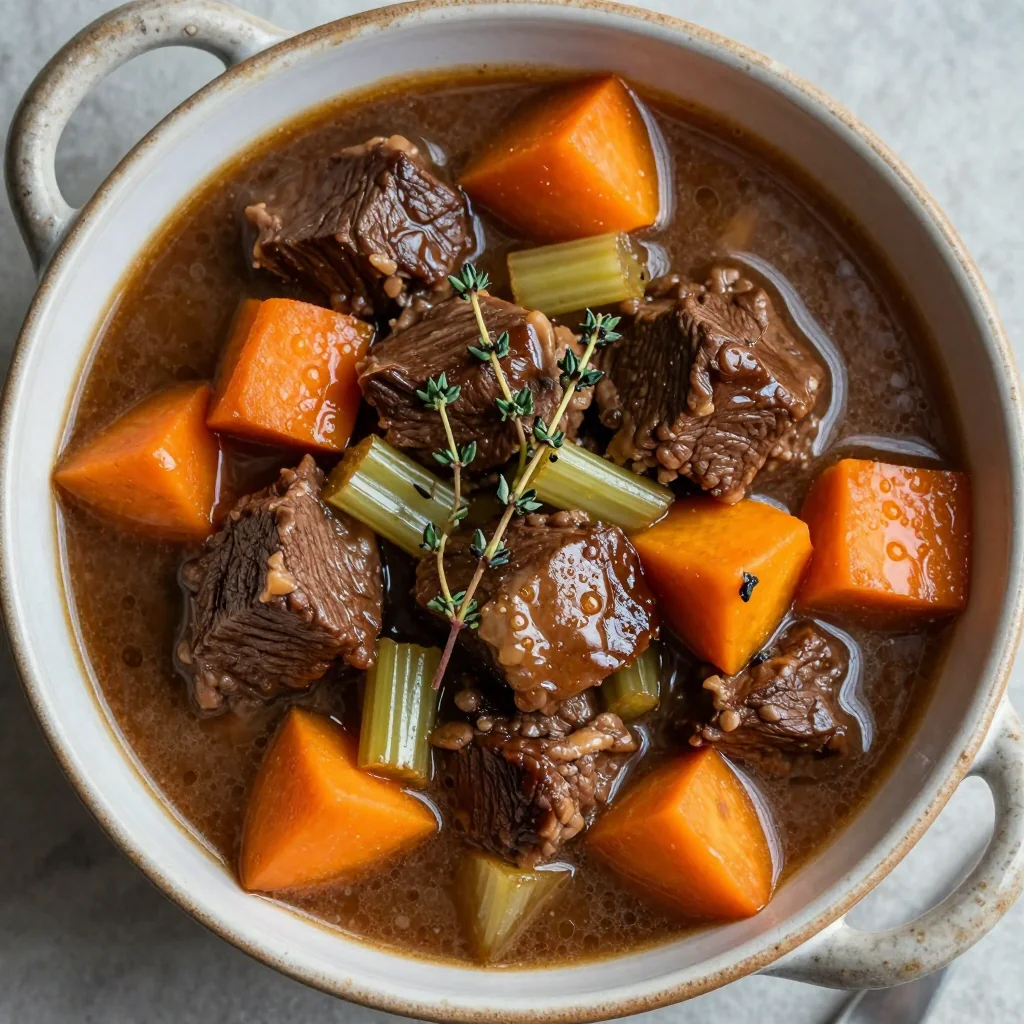 batch cooking friendly slow cooker beef and vegetable stew with winter squash