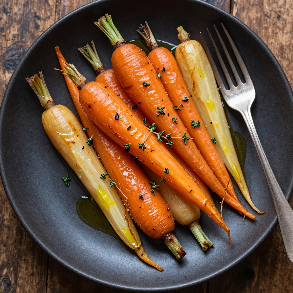 budget friendly roasted carrots and parsnips with fresh thyme