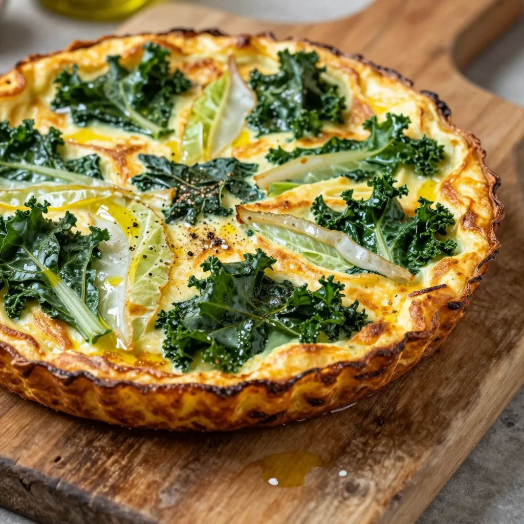budgetfriendly winter vegetable frittata with cabbage and kale