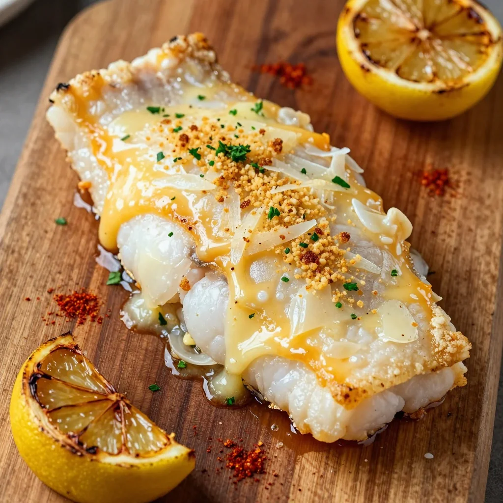 Cheesy Baked Cod with Garlic Butter Topping