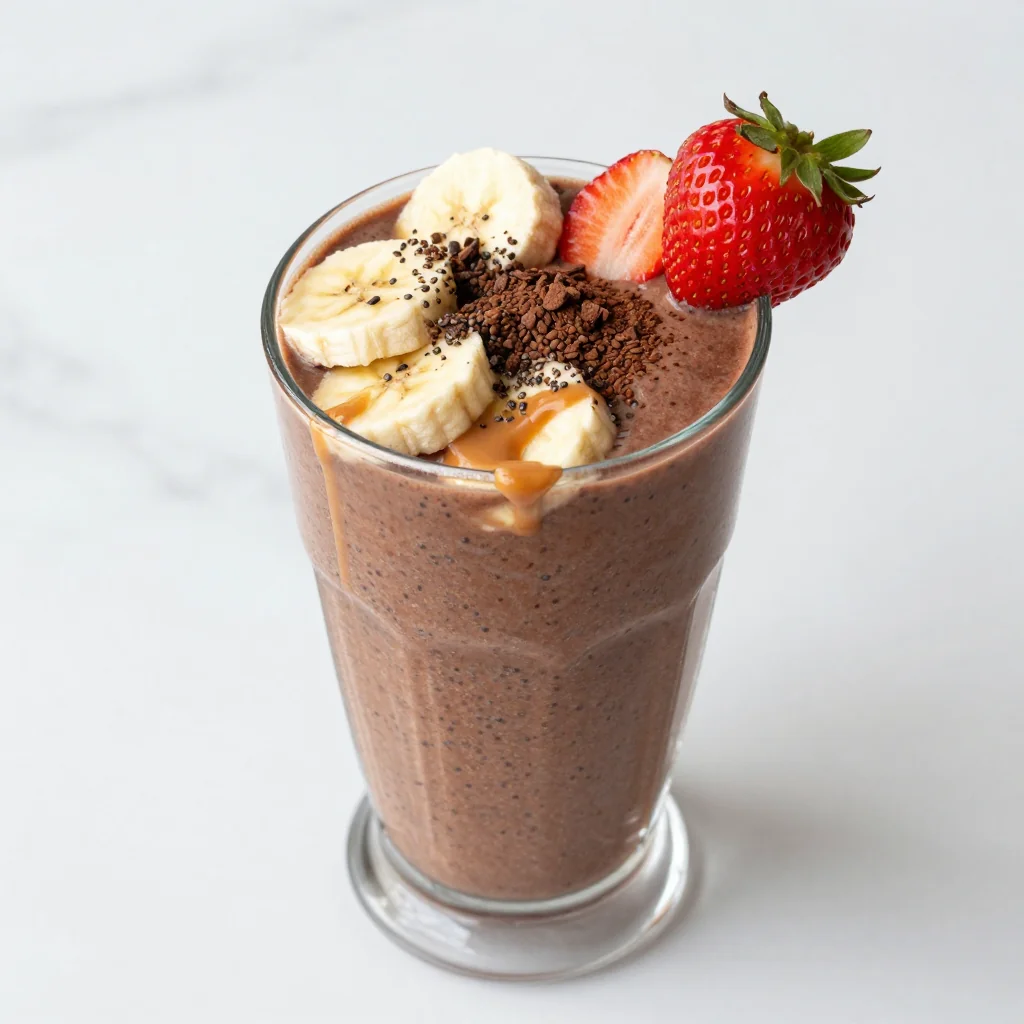 Chocolate Strawberry Banana Detox Smoothie for Weight Loss