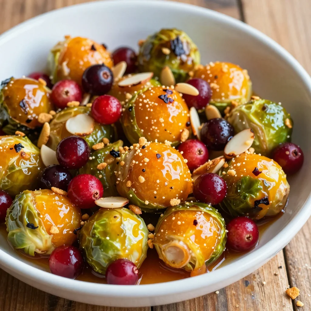 citrus glazed brussels sprouts with cranberries for festive sides