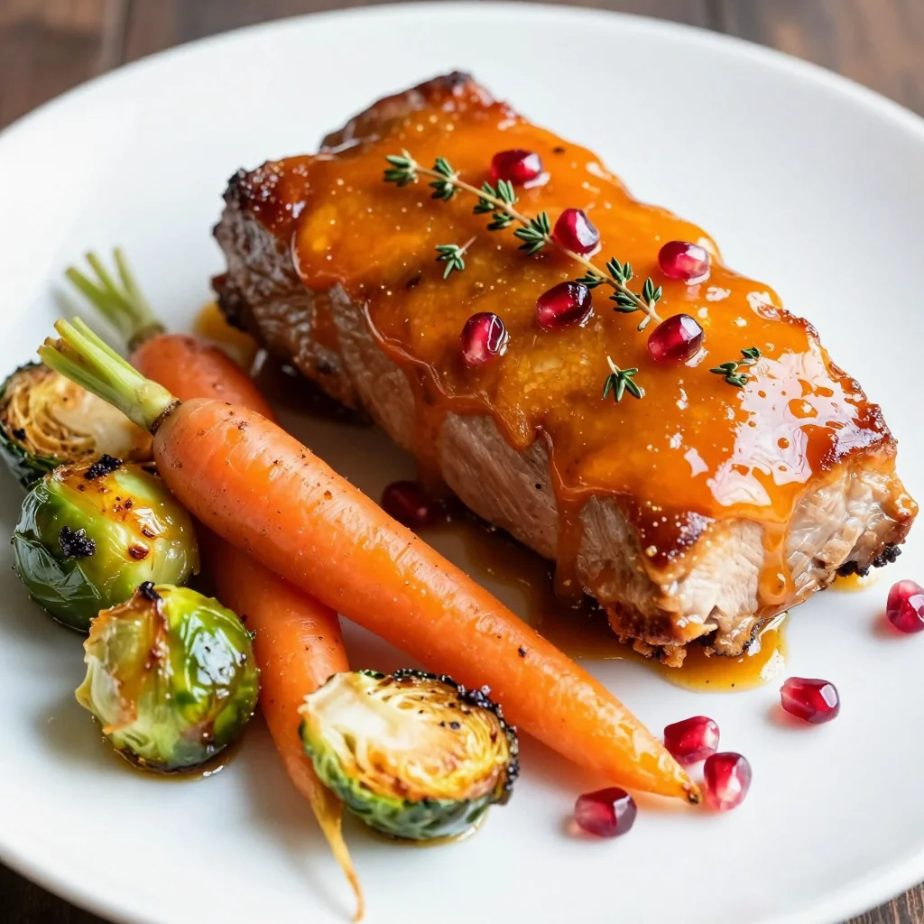 citrus glazed pork loin with roasted winter vegetables for dinner