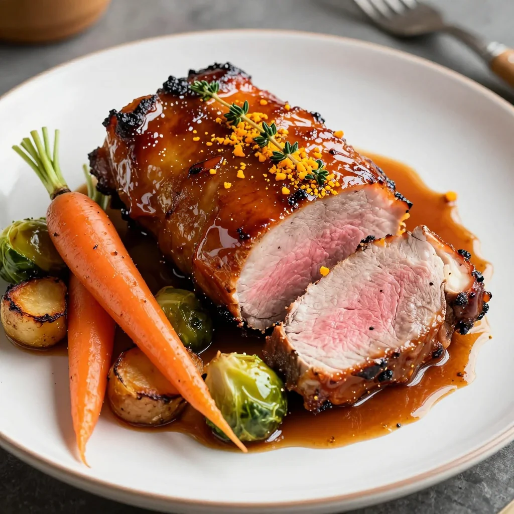 citrus glazed pork loin with roasted winter vegetables for dinner