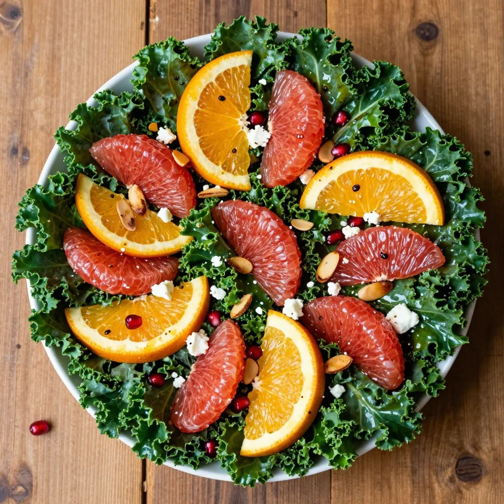 cozy citrus kale salad with oranges and grapefruit for light meals