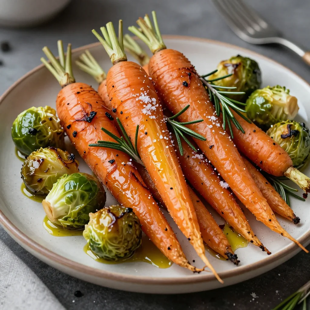 cozy garlic roasted winter vegetables with fresh rosemary for dinner