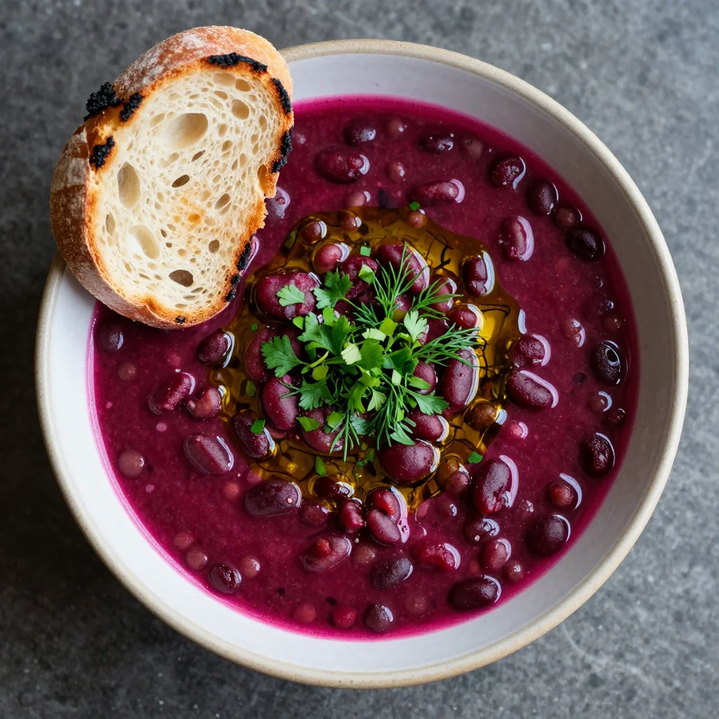 cozy one pot lentil and beet soup with fresh herbs for winter nights