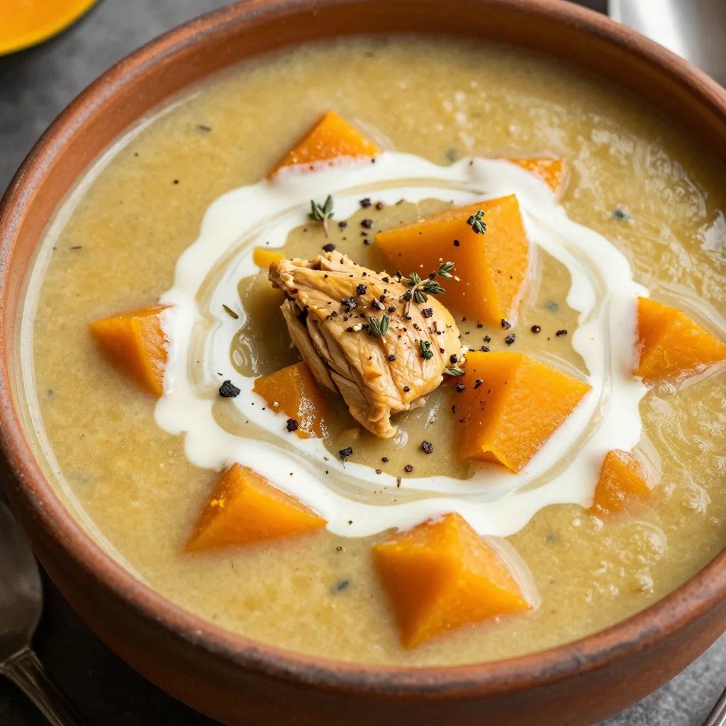 cozy slow cooker chicken and winter squash soup for cold nights