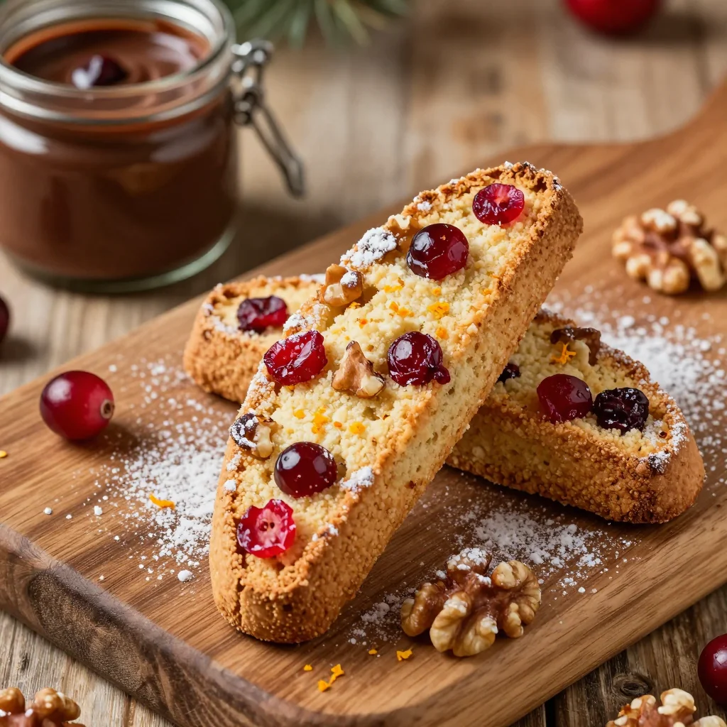 cranberry walnut biscotti with orange zest for christmas cookie gifts