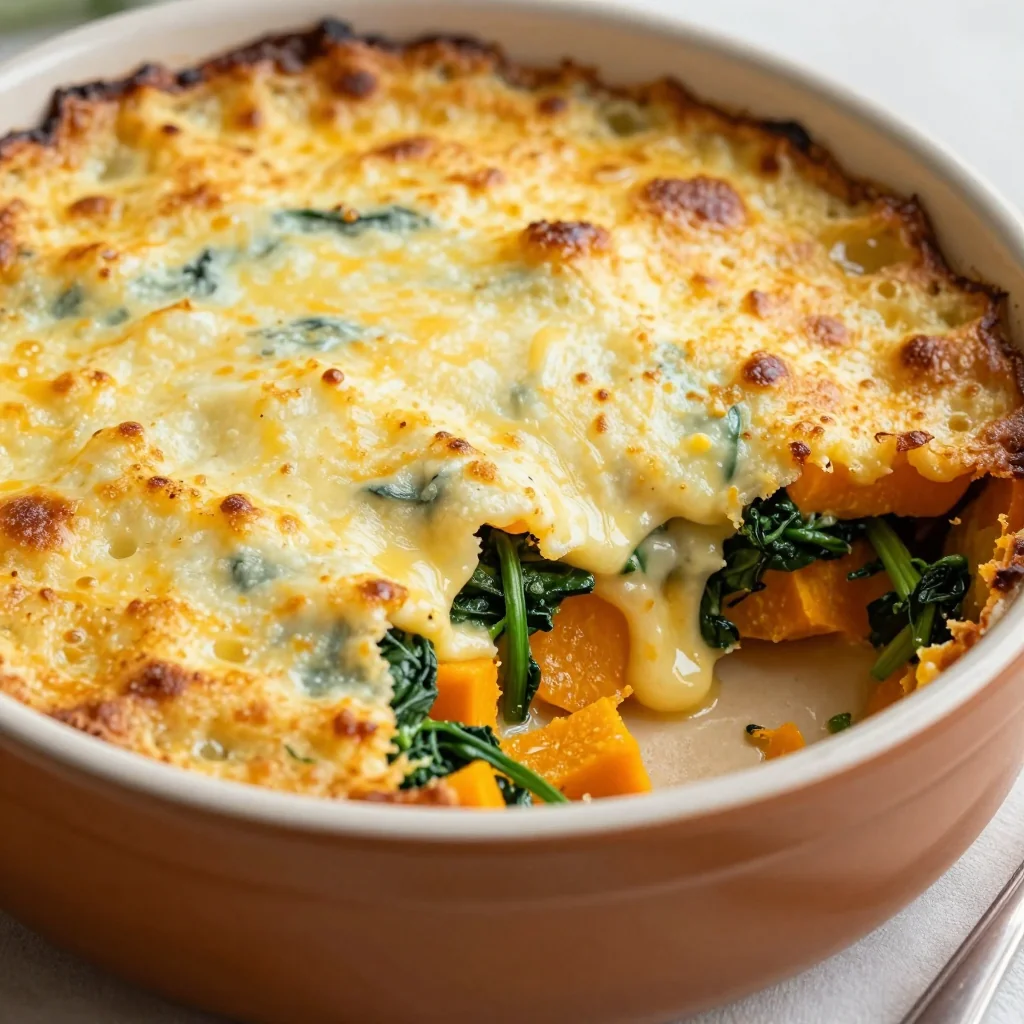 creamy butternut squash and spinach casserole for slow mornings