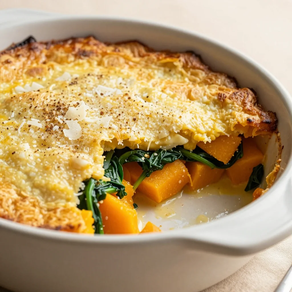 creamy butternut squash and spinach casserole for slow mornings