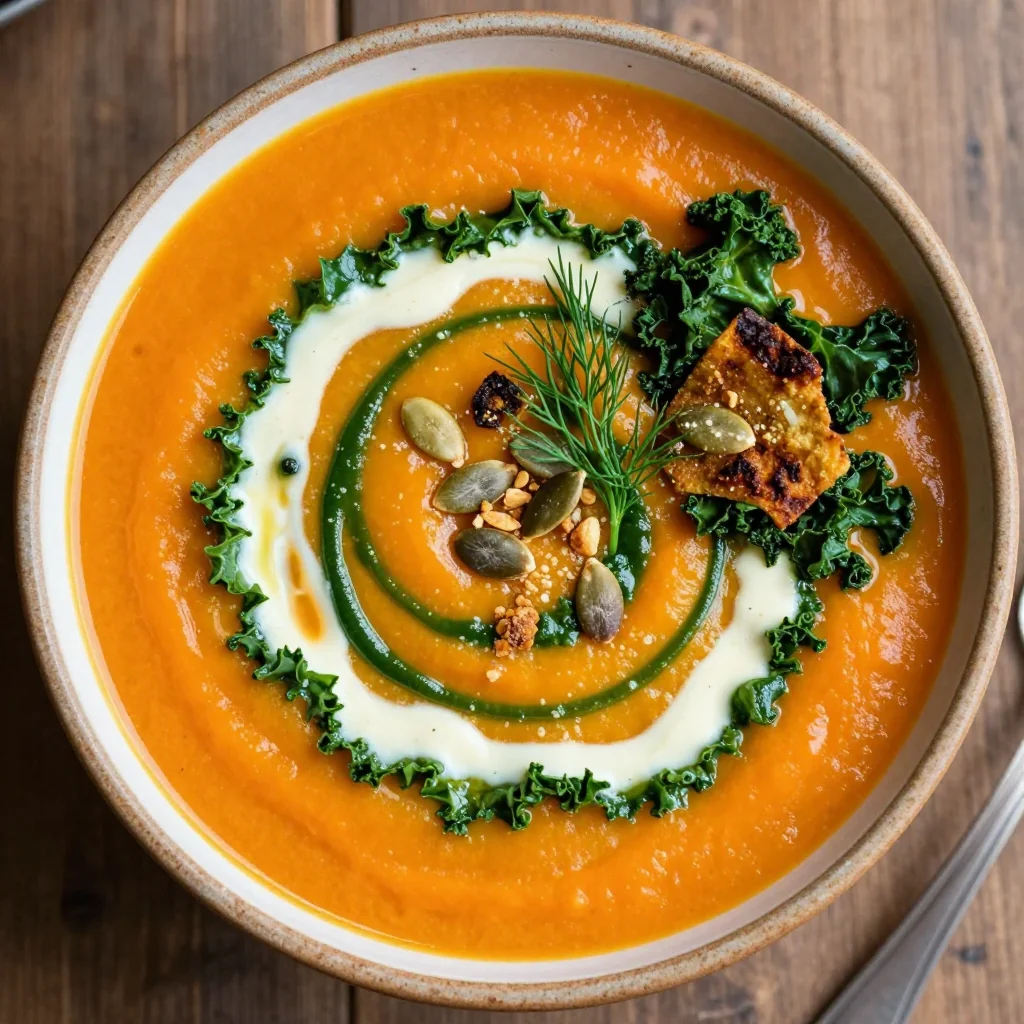 creamy carrot and kale soup for warm january family meals