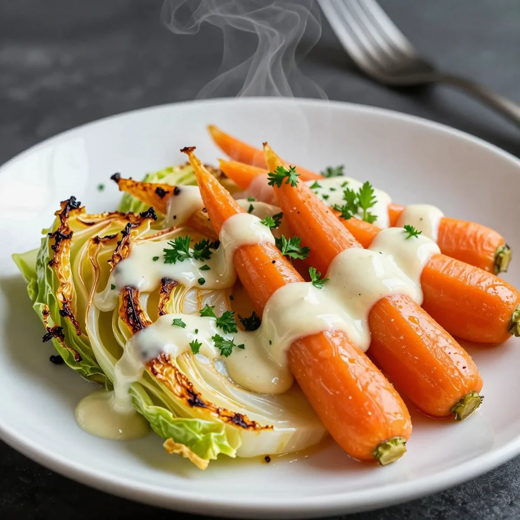 creamy lemon garlic roasted cabbage and carrots for january detox