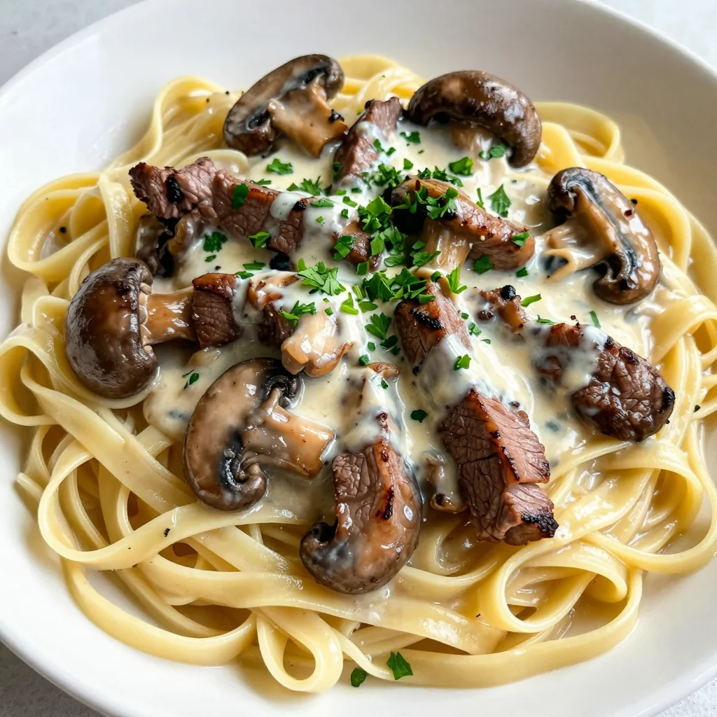 Creamy Mushroom Stroganoff with Sour Cream and Parsley