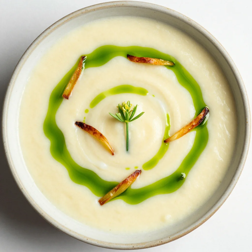 Creamy Potato and Leek Soup with Chive Oil