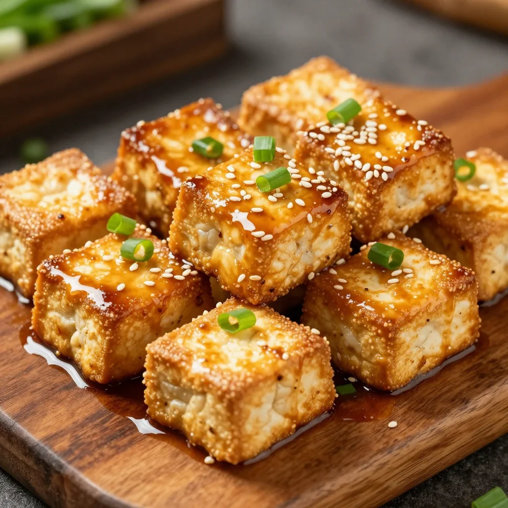 Crispy Baked Tofu with Soy Sauce for Vegan Protein