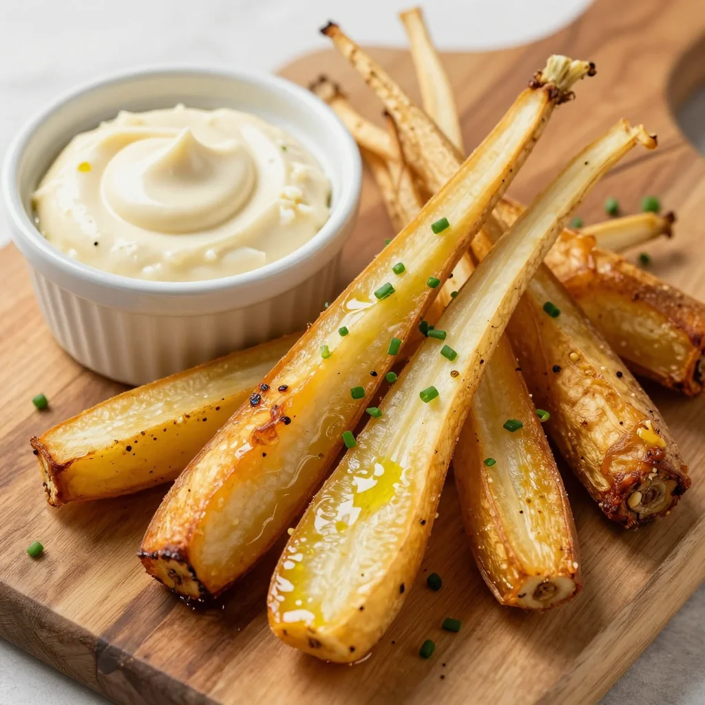 Crispy Smashed Parsnips with Garlic Aioli