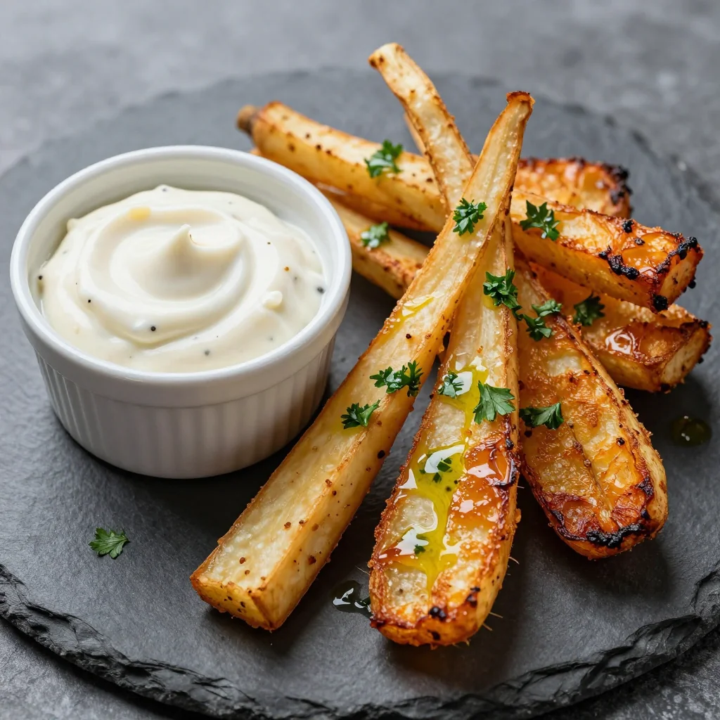 Crispy Smashed Parsnips with Garlic Aioli